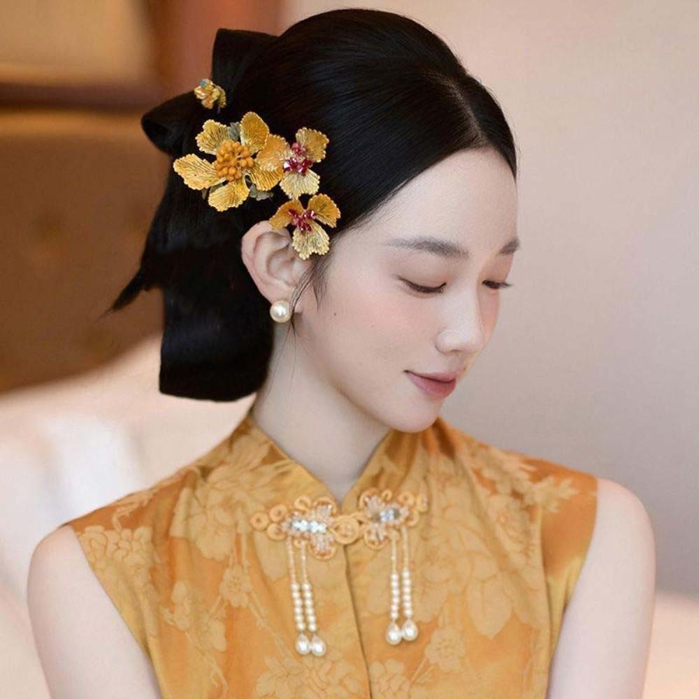 Beautiful Hanfu Flower Hair Clips Beads Exquisite Fairy Side Clips Chinese Ancient Hairpins  Girls
