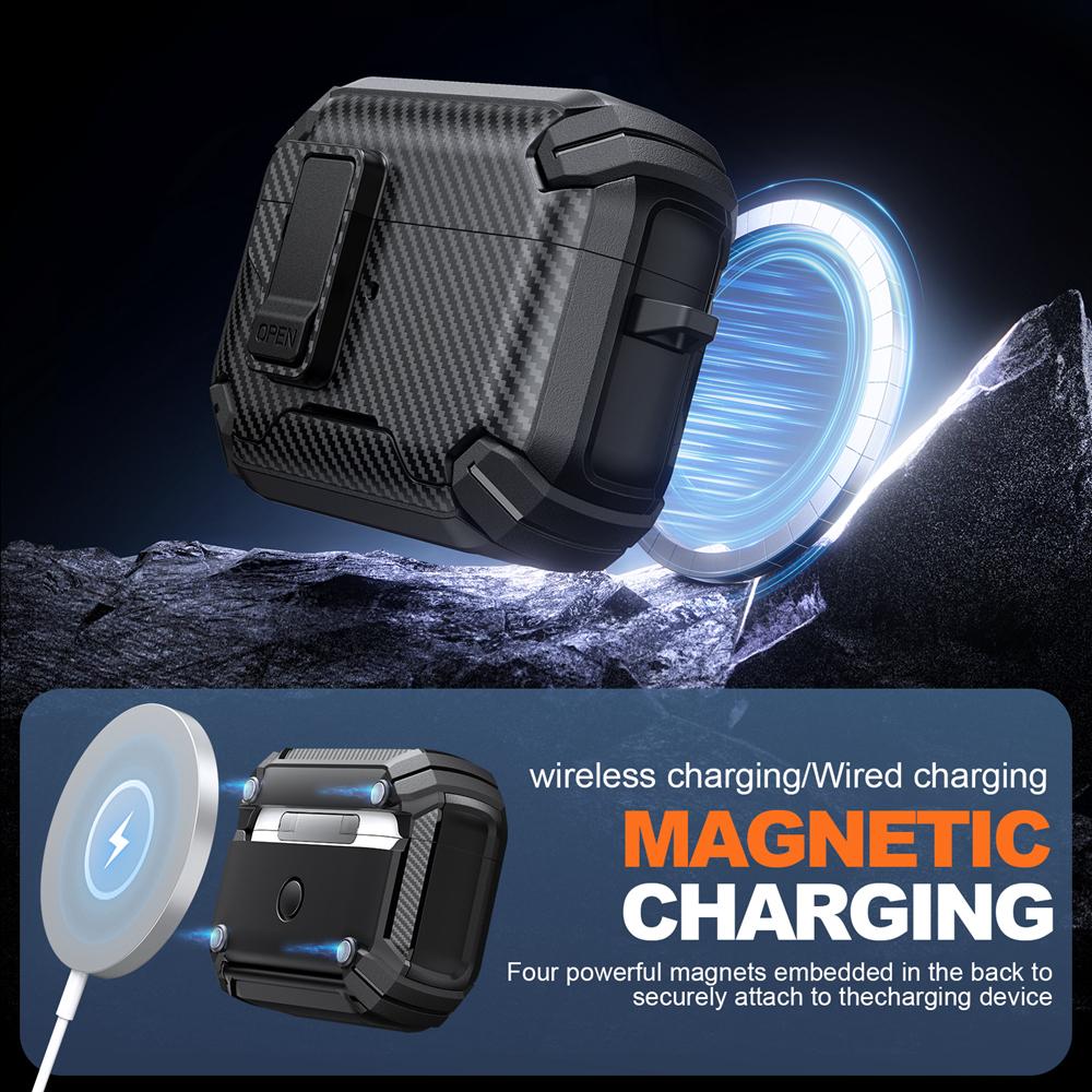 KEYSION Magnetic Automatic Switch Earphone Case for Airpods Pro 3 Pro 2 Shockproof Phone Stand Hook Headphone Cover for AirPods 4