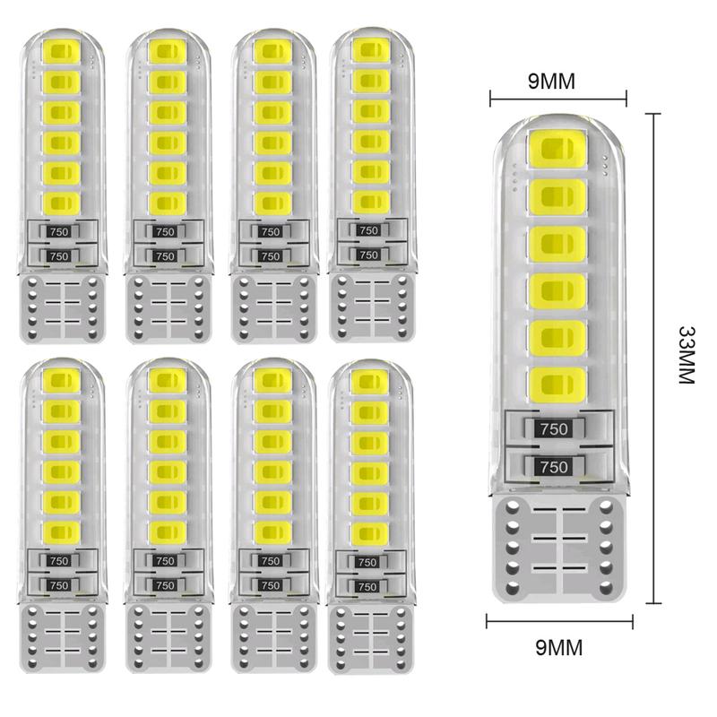 10pcs Universal Car Interior Dome Lighting Lamp Car License Plate Light Bulb Car T10 2835 Reading Light Auto Light Accessories