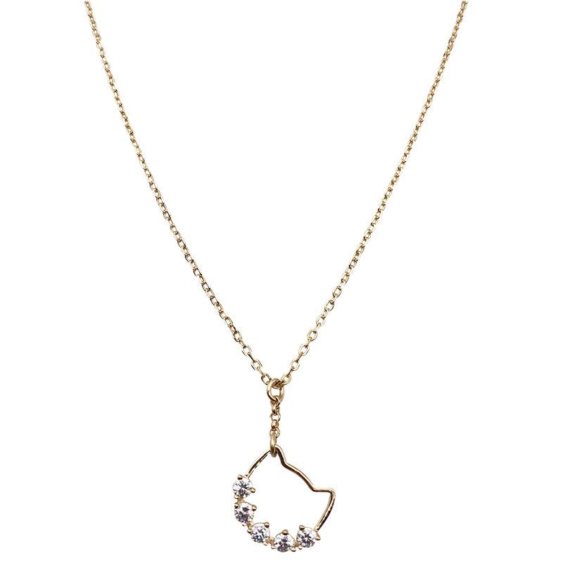 Full Body Diamond-set Cat Cute Pendant Necklace Light Luxury Simple Niche Design Clavicle Chain Women