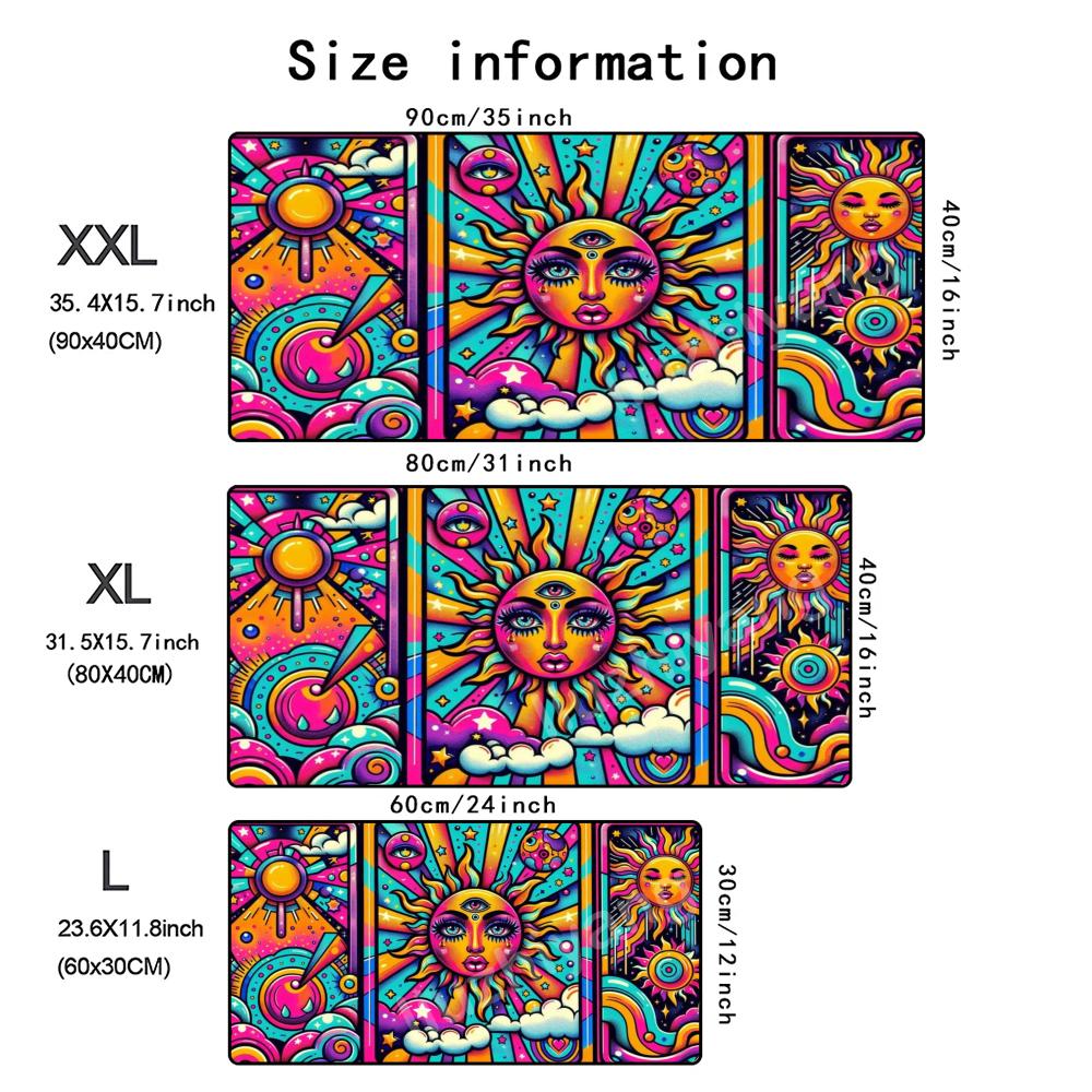 Colorful Patterns Mouse Pad Large Computer Office Game Table Mat Rubber AntiSlip Stitched Edge Keyboard Mats 90x40 Xxl Desk Pad