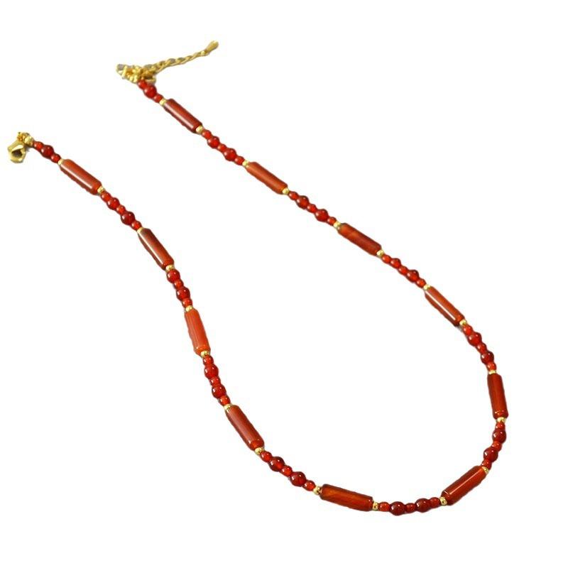 Mode-Trend Retro Neue Chinesische Achat Halskette Frauen Licht Luxus Temperament Hohe Gefühl Halskette Schlüsselbein Kette Frauen