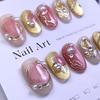 Gilded Pearl Gradient Magic Mirror Cat Eye Oval Nail Tips