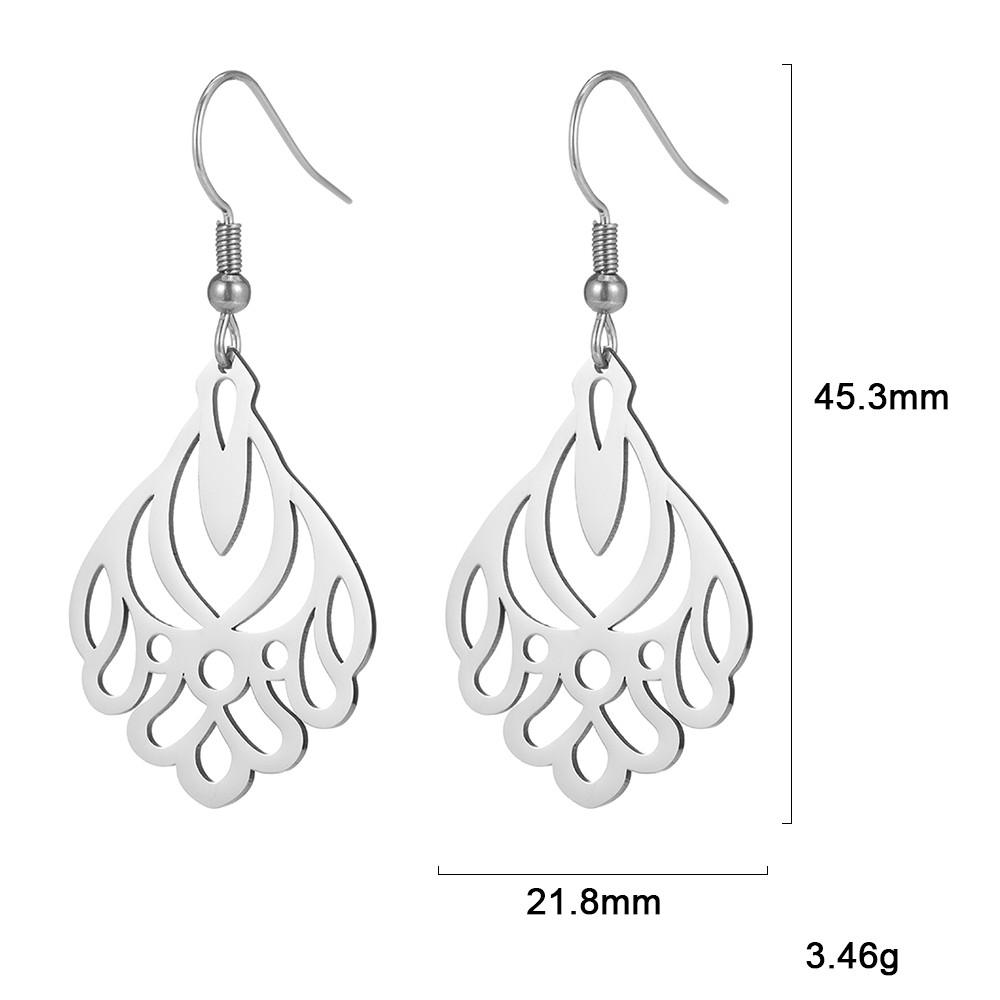 Filigree Dangle Drop Earrings Bohemian Stainless Steel Black Gold Hollow Vintage Pendant Earrings for Woman Gifts