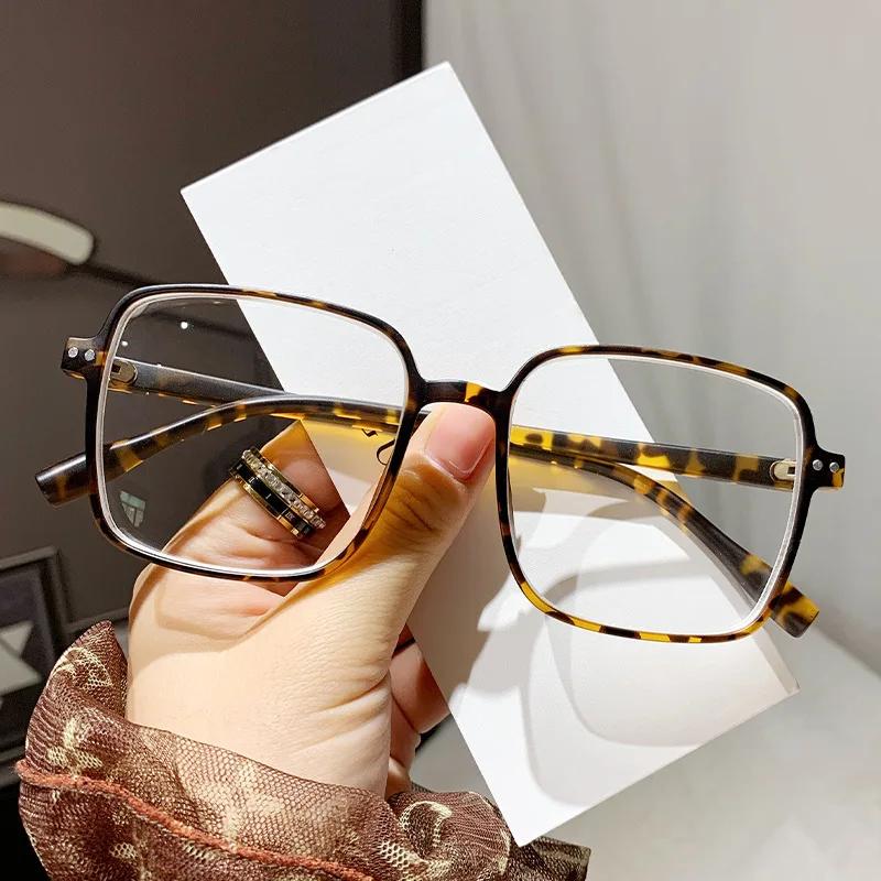 Anti Blue Light Myopia Glasses Retro Large Frame -1.0 To -4.0 Myopia Finished Glasses for Eye Protection