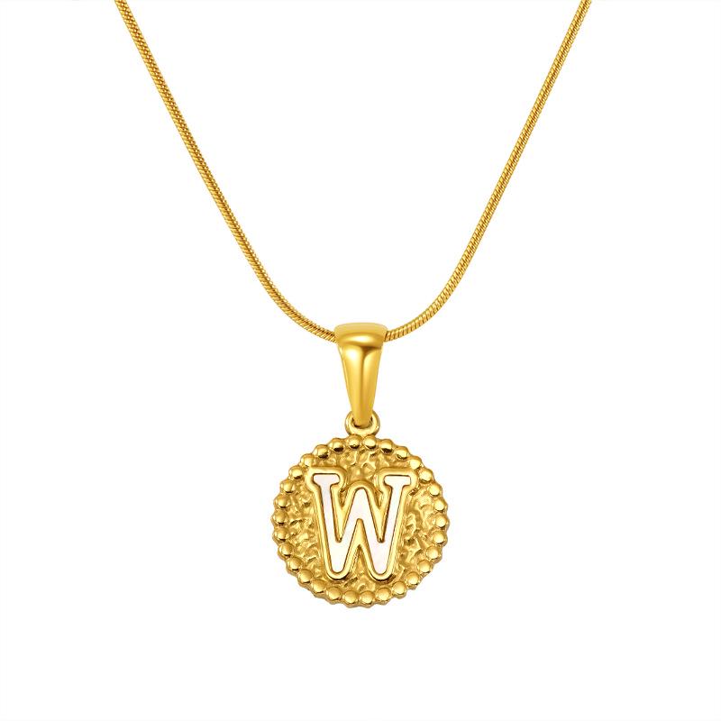 European and American Stainless Steel Letter Necklace for Women - Versatile Titanium Steel Hammered Pendant Jewelry Fashion