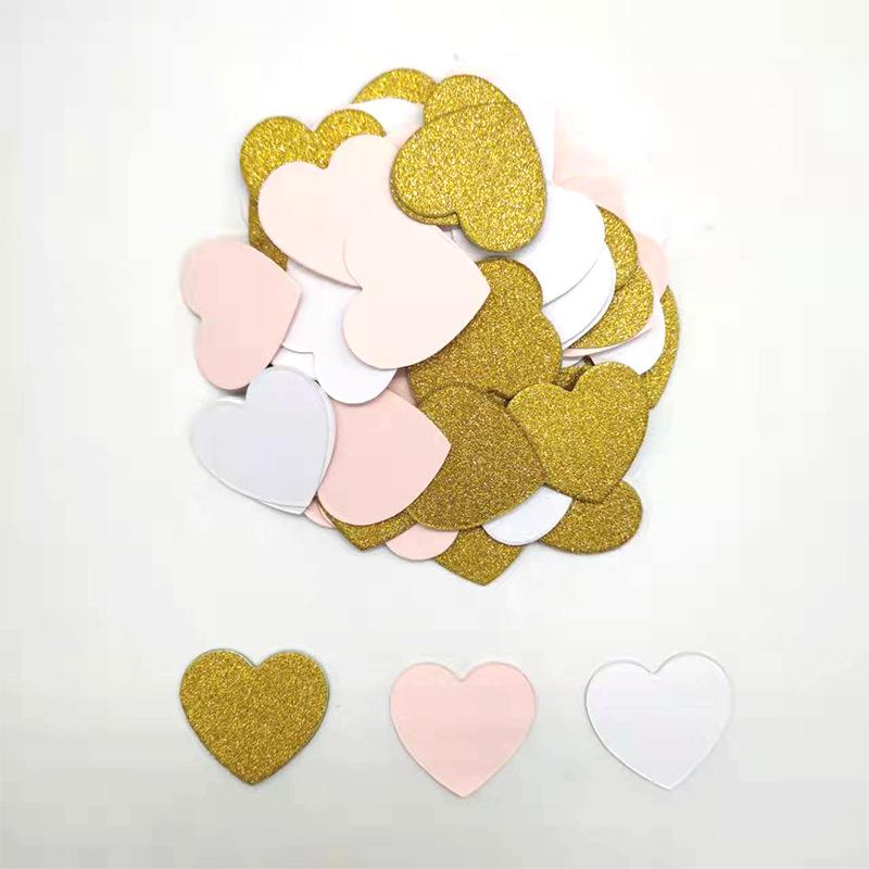 100pcs Glittler Rose Gold 3cm Heart Paper Confetti Wedding Card Paper Confettis Birthday Baby Shower Wedding Party Supplies