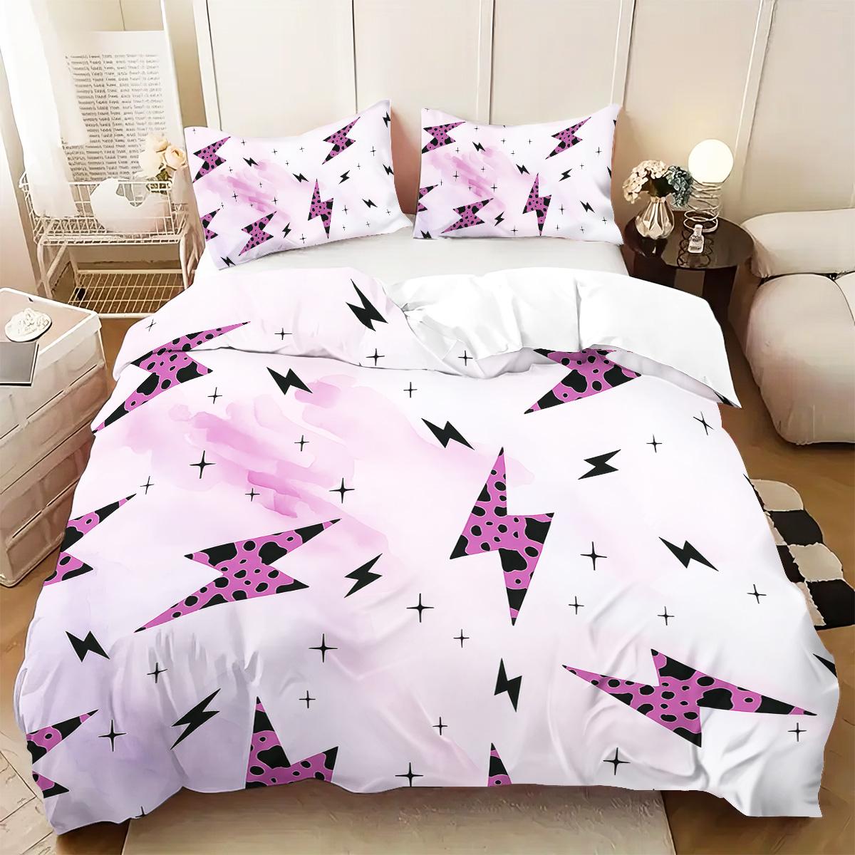 

3pc Leopard Print Lightning Coreless Duvet Cover Set, Multiple Sizes, Dormitory Bedroom, Soft and Comfortable, Machine Washable 135x200cm-EU-Single&set