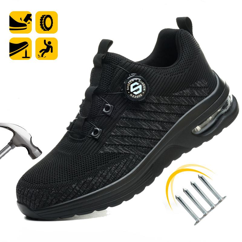 

Новые мужские защитные ботинки с вращающейся пряжкой, противоударные, противопрокольные, легкие рабочие ботинки, модный спортивный дизайн для профессионалов на открытом воздухе 38