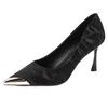 2025 spring and summer new anti-wear feet thin heels pointed temperament work single shoes French soft leather fashion versatile high heels