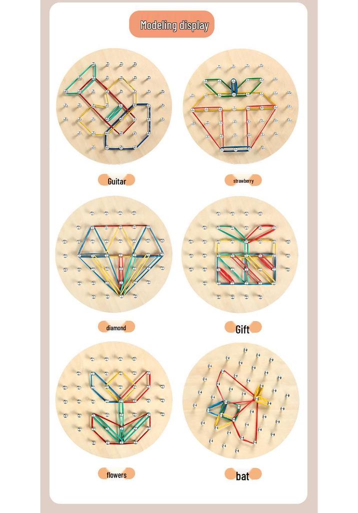 Montessori Geometric Shapes Pegboard Toy for Early Learning and Shape Recognition