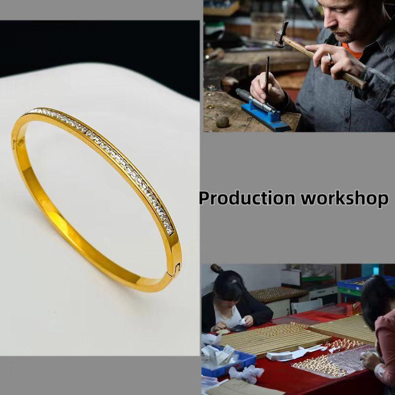 2024 18K Gold-Plated Stainless Steel Bracelet Fashionable Wedding Bangle for Men Women's Jewelry Occasions for Zircon Gifts