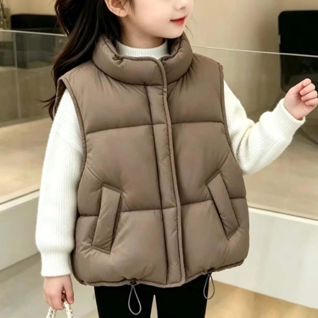 Children's Candy Color Sleeveless Vest with Warm Wide Shoulder Design for Outdoor Wear