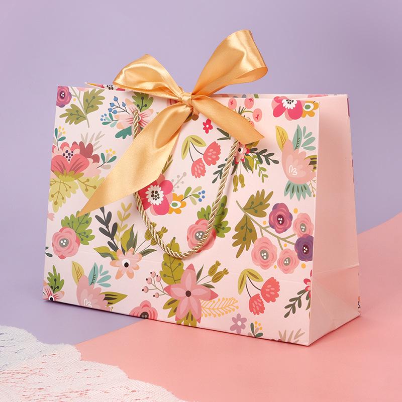 Bunte Band-Schleife Tragetasche - Quadratische Geschenktasche & Einkaufstasche mit individueller Logo-Option