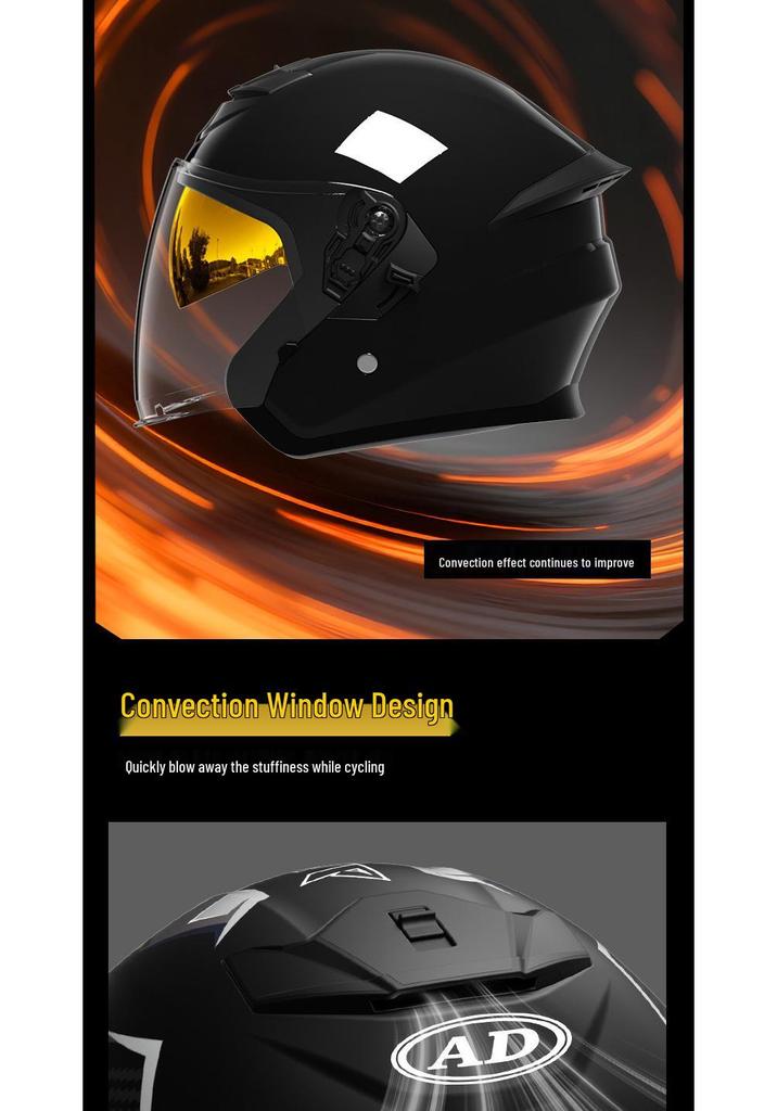 AD 3C Certified Electric Motorcycle Half Helmet for Men & Women - Summer, Breathable, and Safe