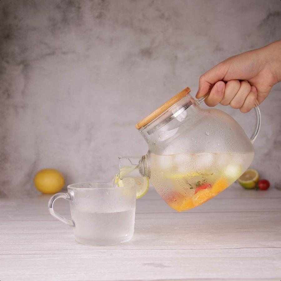 

Стеклянный чайник для плиты20,3 унции Прозрачный чайник со съемным фильтром носиком Заварник для рассыпного и цветущего чая United States