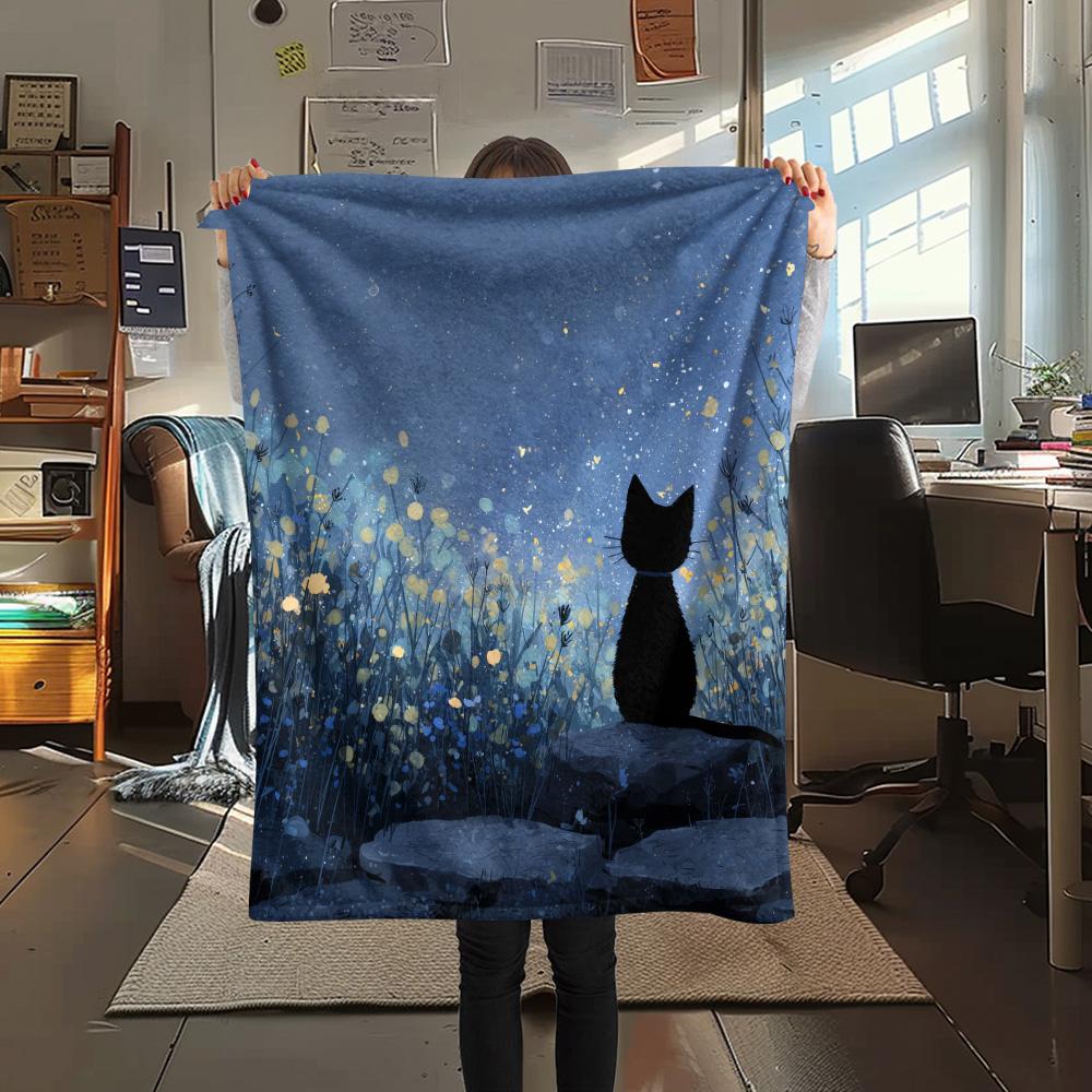 Cats Print Flannel Blanket, High quality Comfortable for All Seasons, Home Decor, Warmth and Comfort