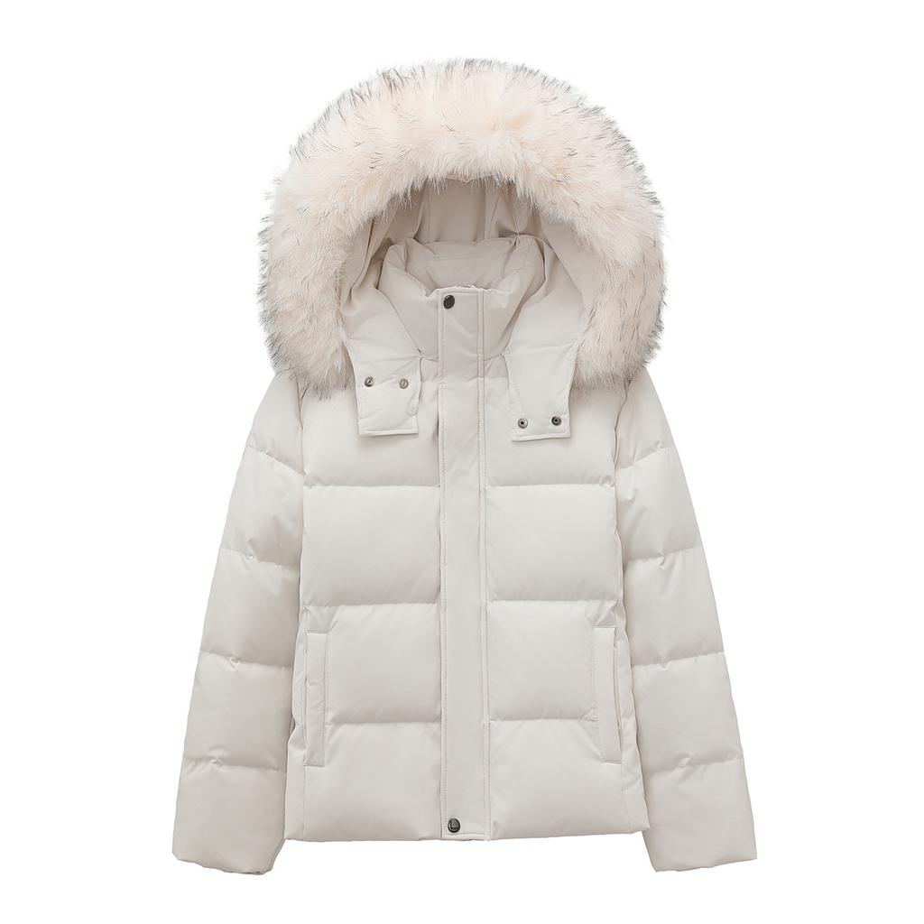 % White Duck Down, Winter New Big Fur Collar Down Jacket Women's Short Thickened Slim and Thin Jacket
