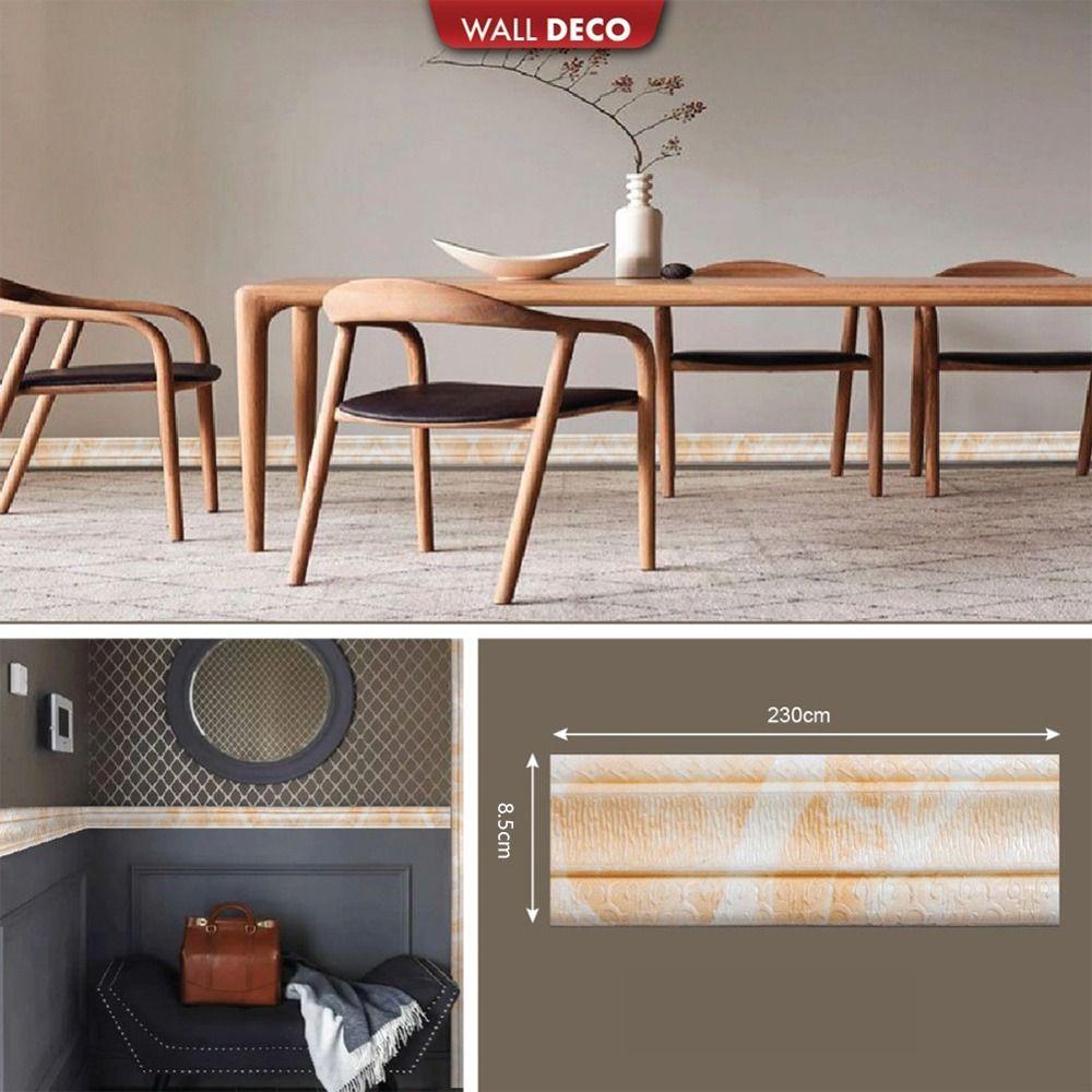 New 3D Wall Skirting Border Waterproof Door Frame Decoration Wall Stickers Self Adhesive Wallpaper