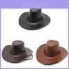 Western Cowboy Hat With Faux Leather Shine For Outdoor And Horseback Riding