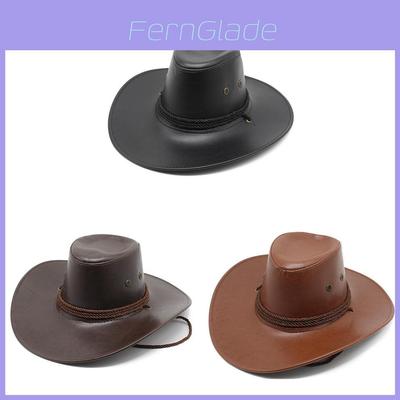 Western Cowboy Hat With Faux Leather Shine For Outdoor And Horseback Riding