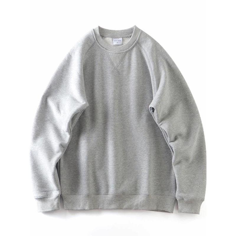 Retro Heavyweight Raglan Sweatshirt for Men, Autumn and Winter Style, Fleece-Lined, Thickened, Hoodless Pullover, Export Quality Casual Jacket