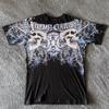 Moda estiva uomo europea e americana stampa teschio con lettere T-shirt comoda e traspirante con scollo rotondo top da esterno per strada