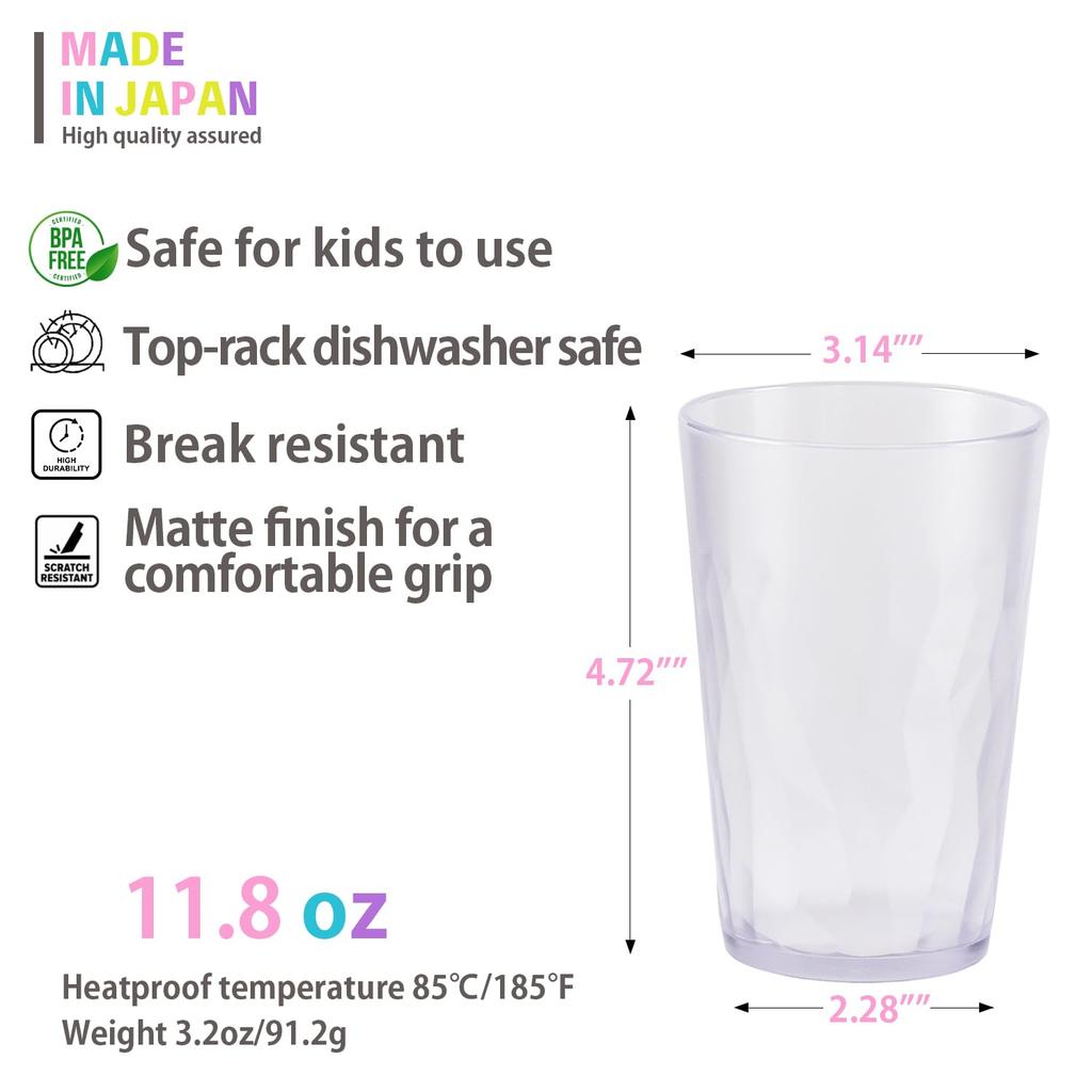 Claritte In 350ml Tumbler Glass Cup Set of 6 Material Processing Dishwasher Safe Made of Plastic Gift Present Gift [Made Japan] - - Break-resistant -