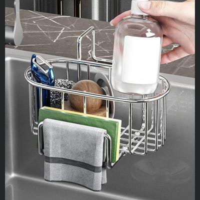 Égouttoir d'évier de cuisine en acier inoxydable, support de robinet de rangement d'éponge, égouttoir à savon, porte-serviettes, organisateur d'étagère, accessoires de cuisine