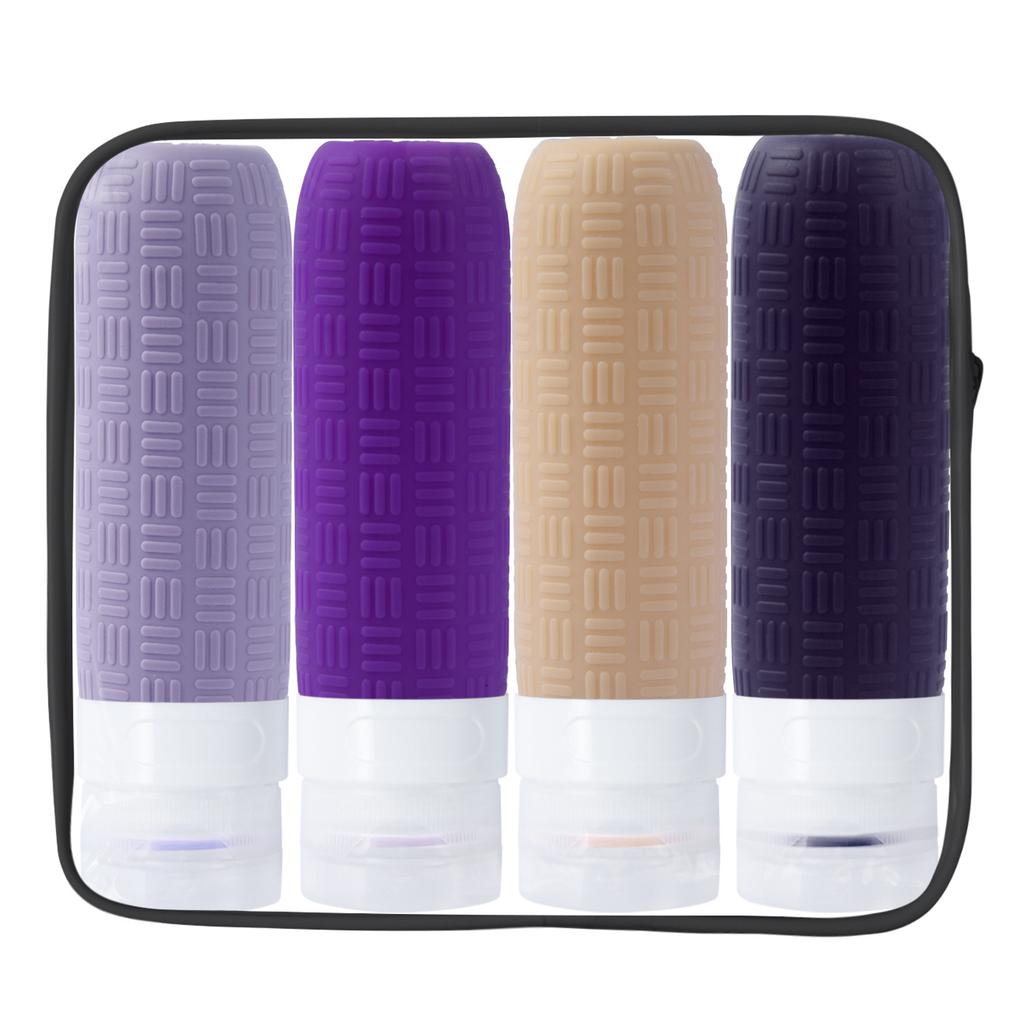 Silicone Travel Bottle Portable Leak Proof Squeeze Size Container Clear Toiletry Bag