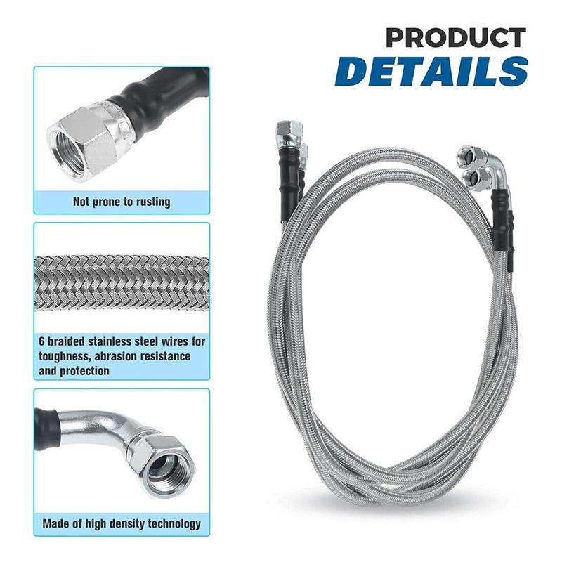 A16P-Transmission Cooler Oil Pipe Line Set 2Pcs 52" Length SS Hose Kit For Chevy For Ford GM GMC, Buick Cadillac TH350 700R4 TH4