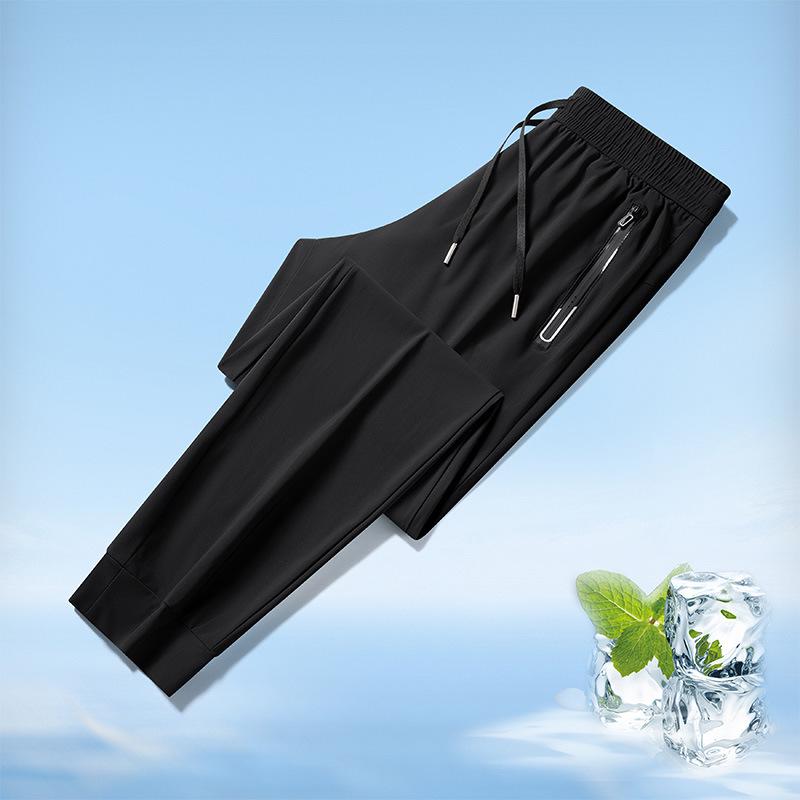 2025 Men's Ice Silk Quick-Dry Joggers: Summer Thin, Loose Fit, Straight-Leg Casual Pants