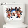 Creative Indoor Outdoor Ornaments Christmas Santa Claus And Elk Toilet Stickers, 3D Wall Breaking Decals, Seasonal Party Decorations Waterproof