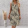 Plus Size V Neck Sleeveless Dress Far Mountain Cloud Ink Print For Wetland Park Tour