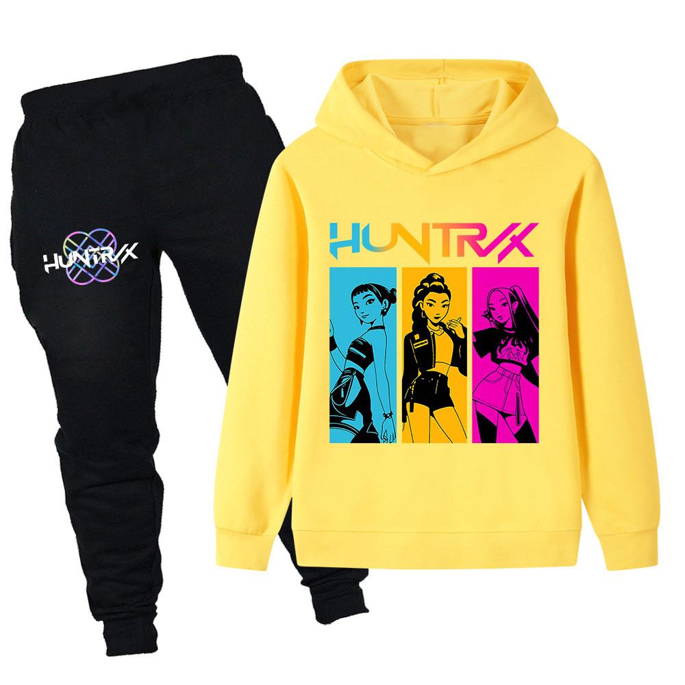 PB1203 Kinder Jungen Mädchen Kpop Mira Zoey Rumi Druck Langarm Kapuzenpullover Hose Hosen Kleidersets