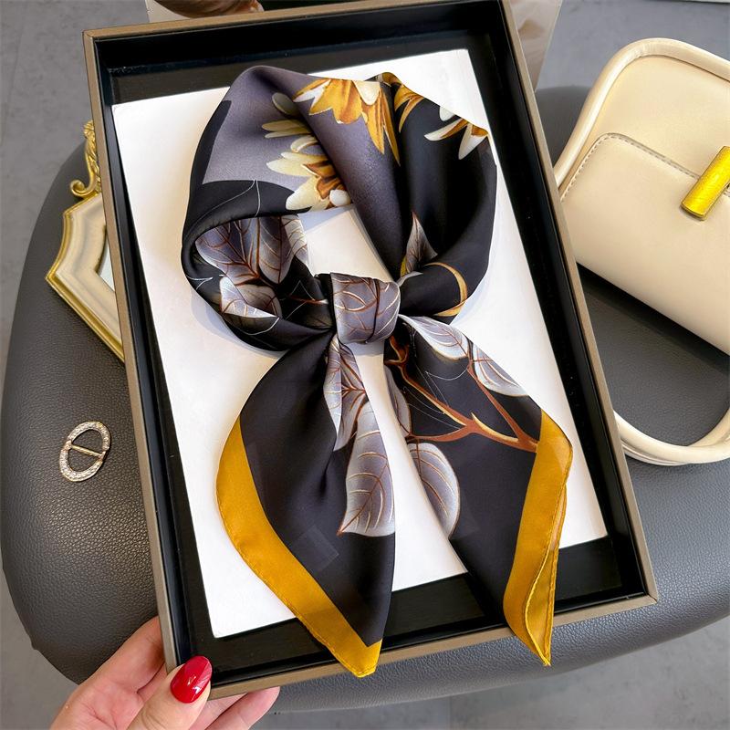 New Luxury Design Silk Scarf Women 70*70cm Square Bandana Soft Hair Band Wrap Hijab Neckerchief Hairband Headband Foulard