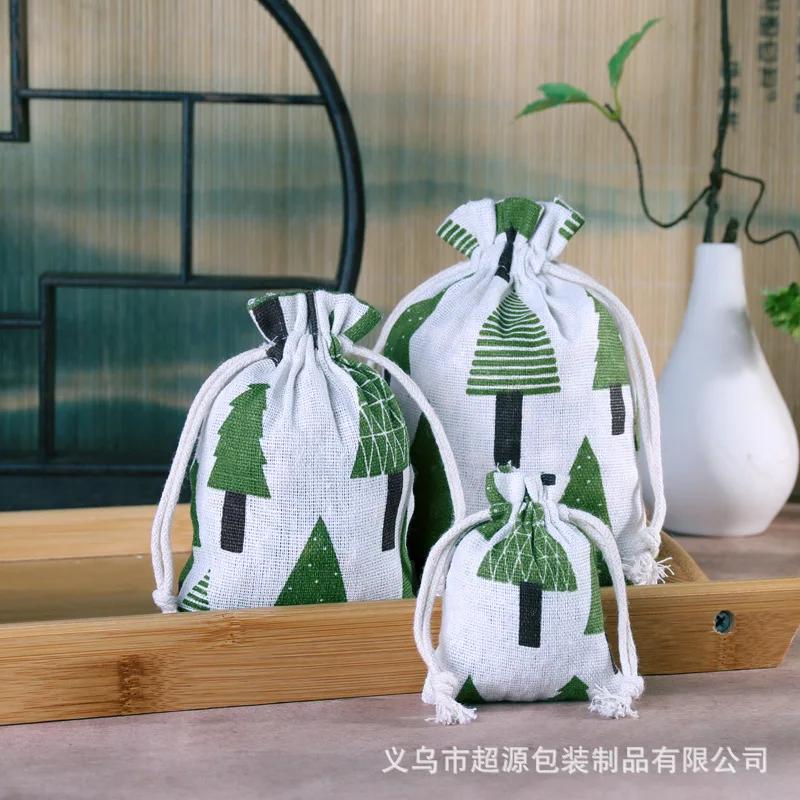 10pcslot Linen Drawstring pocket Cute Pattern Printed DIY wedding Candy Storage Bag Travel Makeup Cloth Shoes Sundries Storage 10x14cm printing bag 2650₽