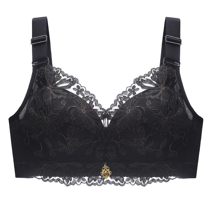 Temperature change court embroidered lace bra without steel rim sexy women's breast adjustment bra