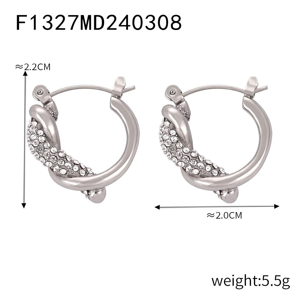 

Новый модный универсальный индивидуальный нишевый дизайн титановая сталь позолоченная обмотка инкрустированное бриллиантами кольцо серьги комплект ювелирных изделий