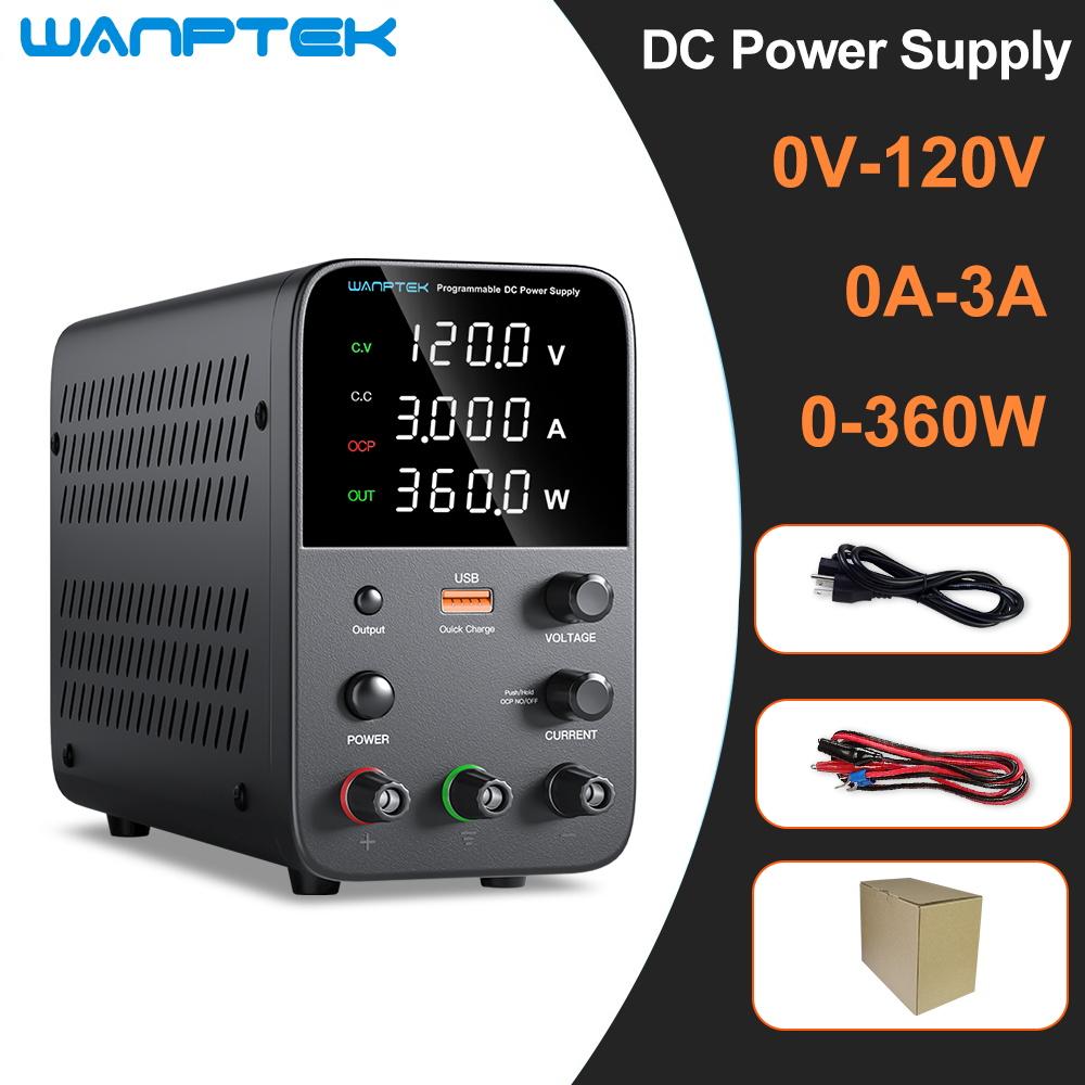 Fonte de Alimentação DC Ajustável Wanptek 30V 10A 5A Fonte de Alimentação de Bancada de Laboratório Fonte de Alimentação Estabilizada Regulador de Tensão Chave 120V 60V5A