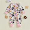 Autumn Baby Boy Girl Romper Camouflage Rooster Floral Print Long Sleeve Zip-up Jumpsuit Cute Infant Toddler Fall Clothes