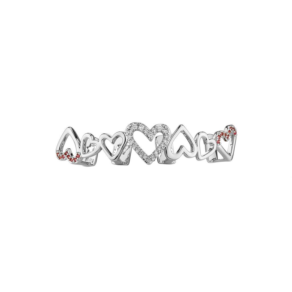 New Grillz for Teeth Heart Shape Dental Grillz Micro Inlaid Zircon Hollow Out Unisex Everyday Wear Grillz