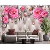 European Flowers 3d Wall Mural Modern Jewelry Pink Rose Flower Wall Mural Living Room Bedroom Home Decor