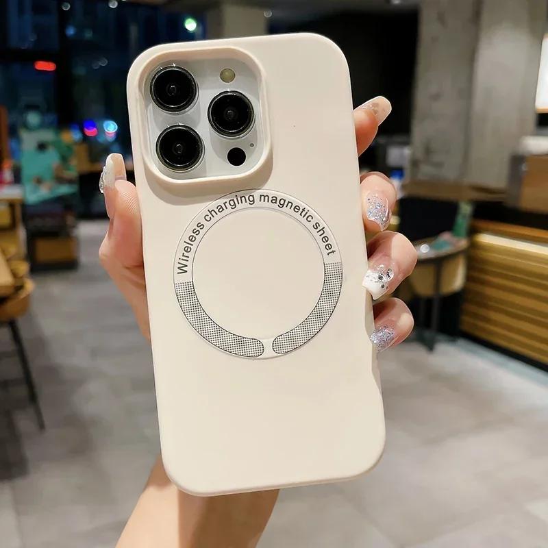 Liquid Silicone Phone Case For Apple iPhone 17 16 15 14 13 12 Pro Max Plus Air Magsafe Magnetic Wireless Charger funda