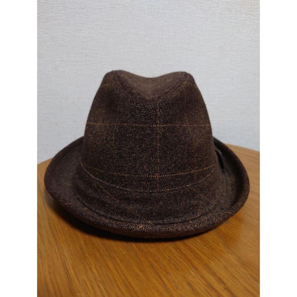 Used Brixton Hat Brown Plaid Pattern 60cm L Size