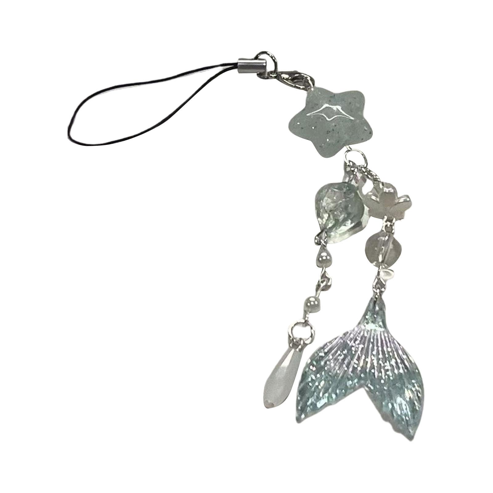 

Сделанный вручную брелок для телефона в виде хвоста русалки с бисером, молодежные украшения для телефона с бисером, шарм в виде рыбьего хвоста разных цветов для женщин T8