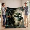 Green Dragon On Fortress with Mystical Moon Flannel Blanket for Bedroom, Living Room, Sofa, and Nap Sofas.