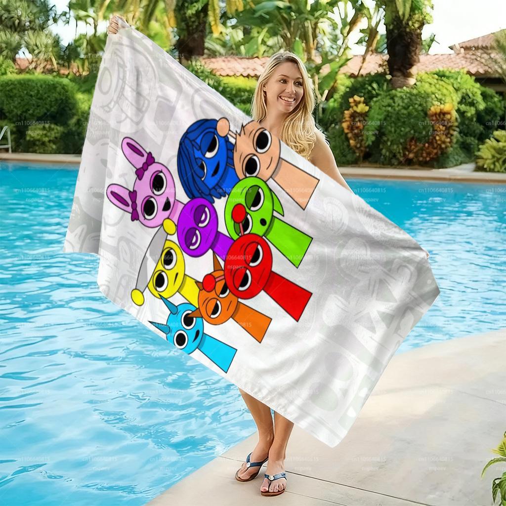 Cute Game Characters Beach Towel Soft Microfiber Bath Towel for Kids Beach Pool Bathroom Decor
