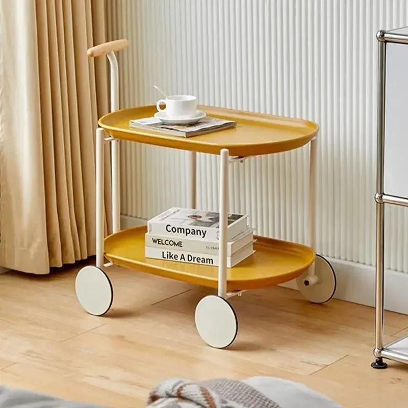 Nordic Coffee Tables Home Furniture Mobile Living Room Tv Stands Sofa Side Table Storage Carts Creative 2 Deck Tea Tables Mesas
