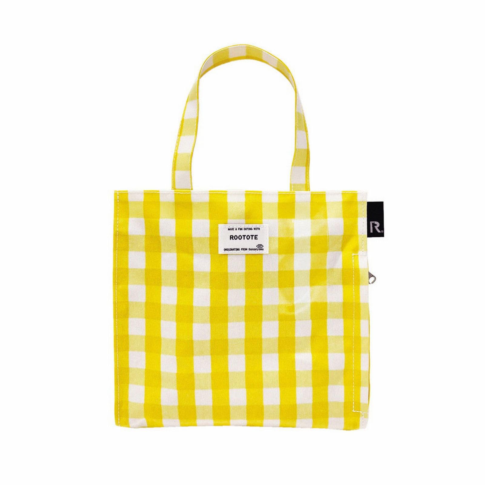 

Small Tote Sub Gingham SN Square Laminated Q 1029 [Rootote] Bag, Bag, Check, (03 Check_Yellow)